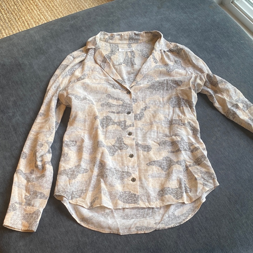 Equipment peach, beige, and grey Camouflage Button-Down Shirt